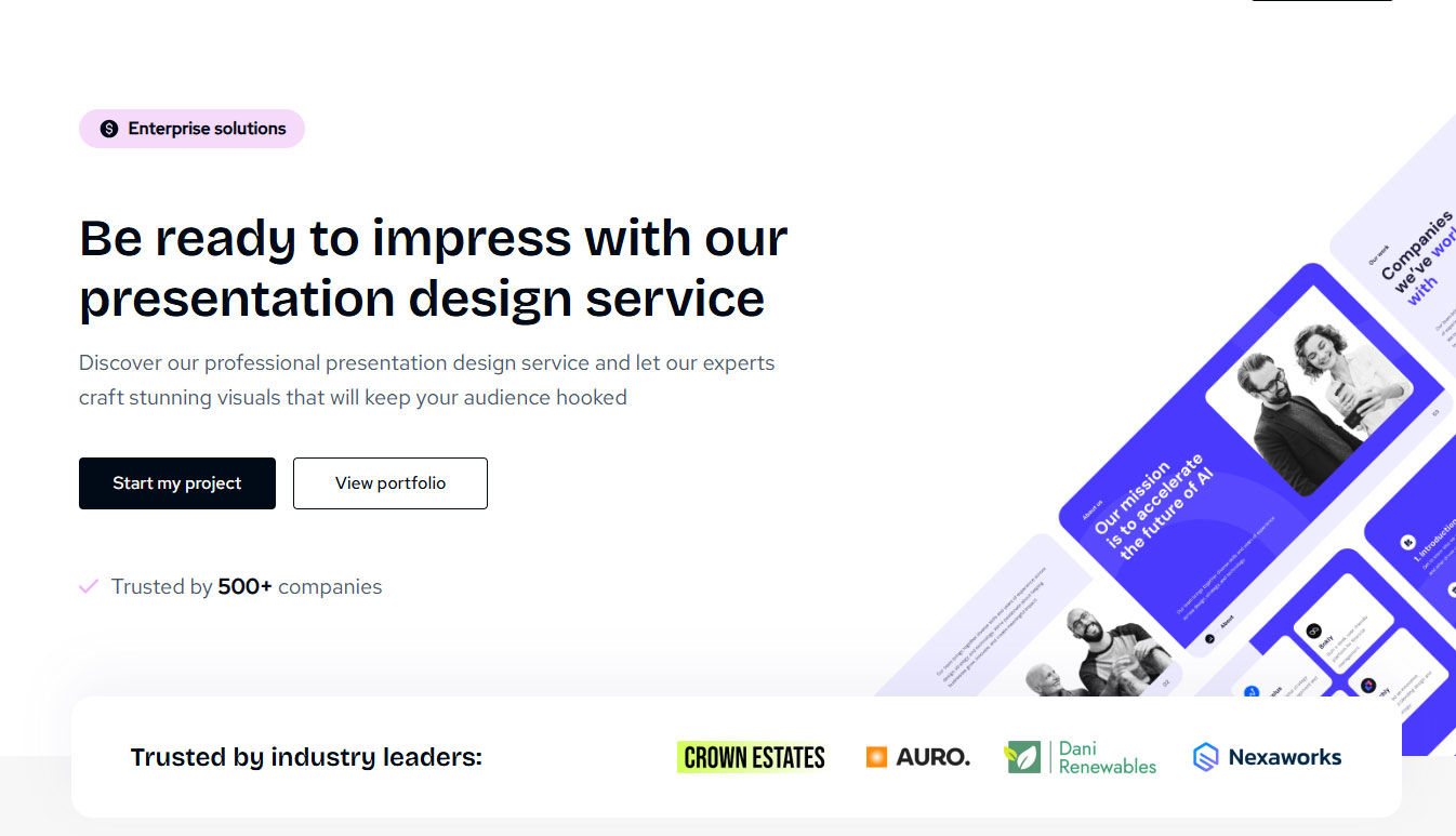 decksy presentation design company first scroll screenshot